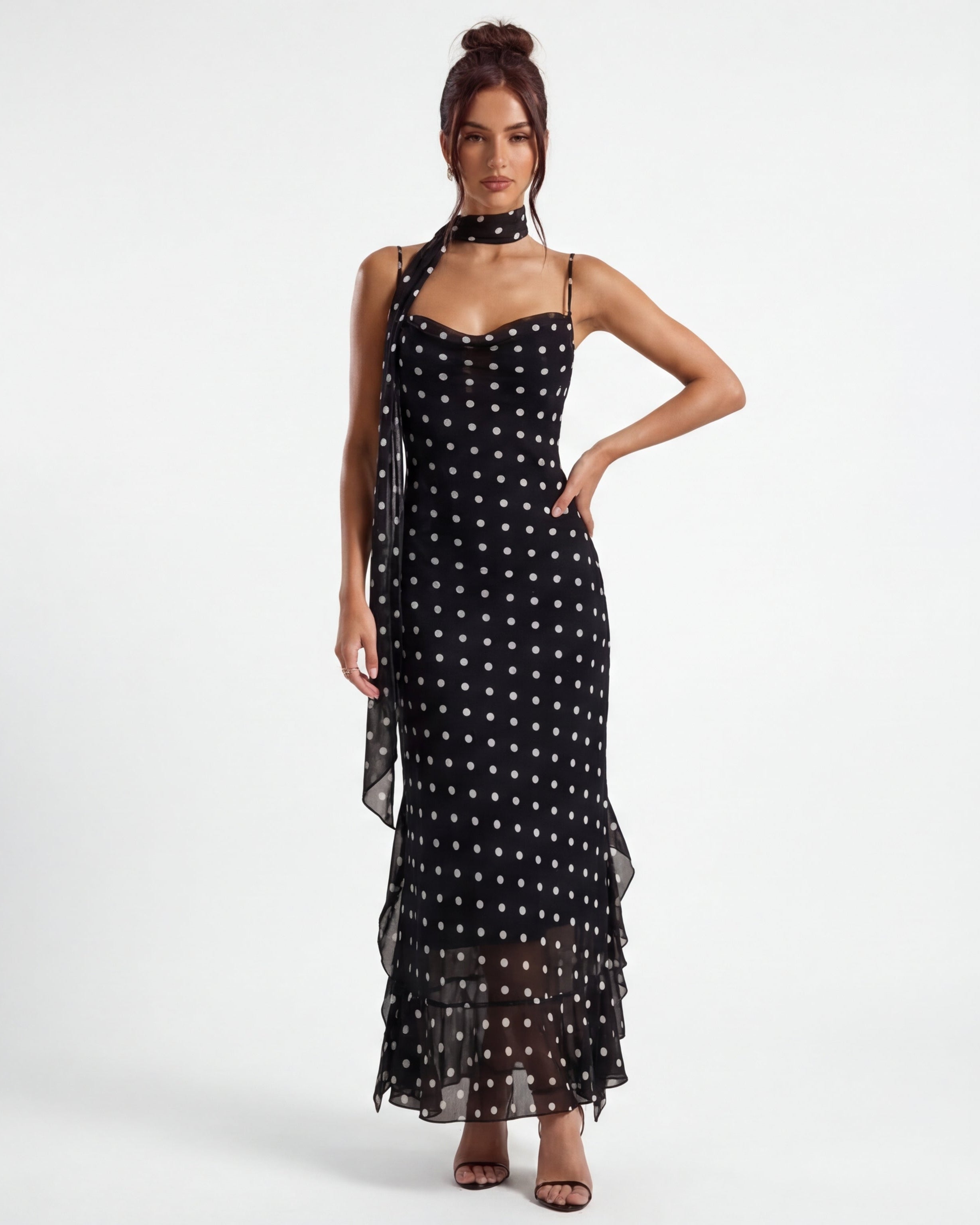 שמלת מקסי נואר נקודות